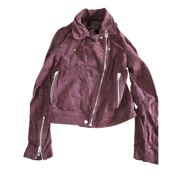 Blank NYC Genuine Leather Moto Jacket Size M Bordeaux Maroon EUC Clean - Picture 2 of 15